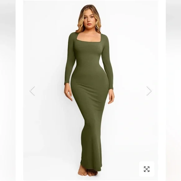 open lace back dress Maritza Dress, Textured Organic Poplin, Fern